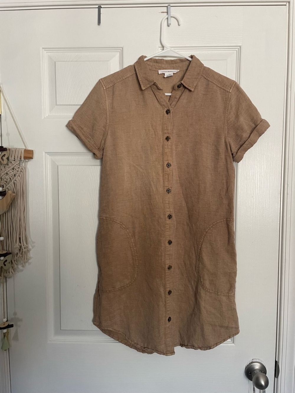 Lucky Brand Tan Button-Front Mini Dress